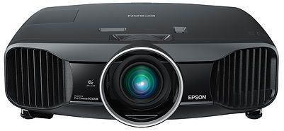 Black Epson projector with large lens and ventilation grilles.