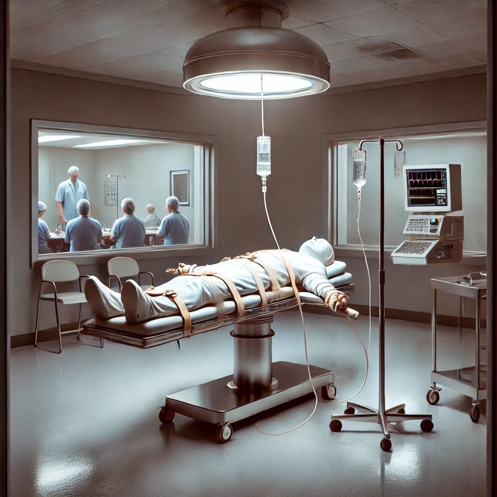 Texas execution chamber, representing the ongoing debate over DNA testing in death penalty cases.