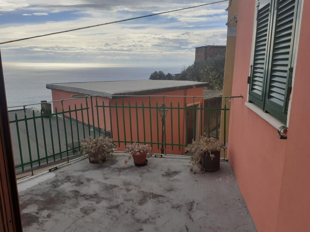 ein Balkon mit einem grünen Zaun und Blumentöpfen