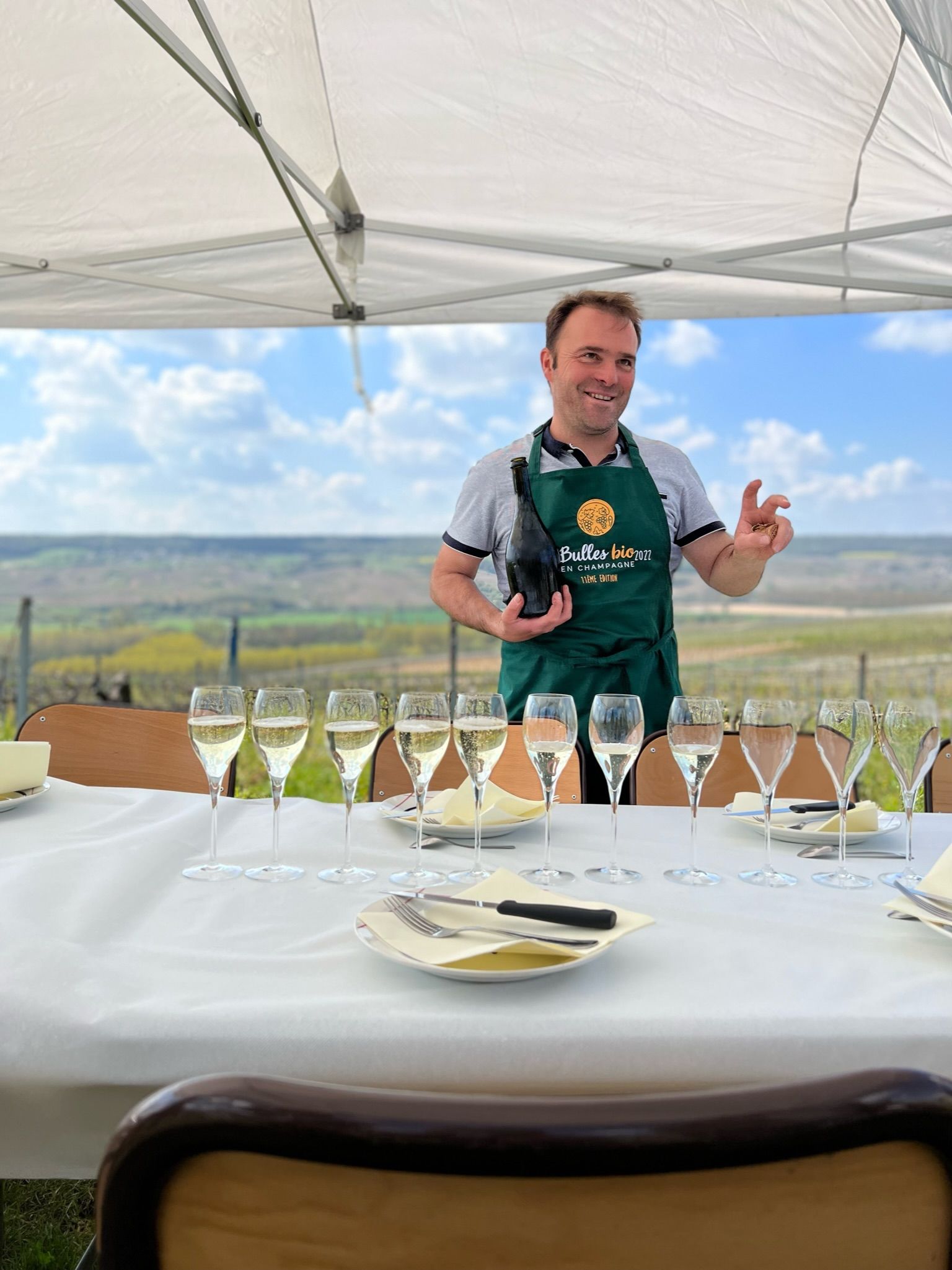 a private tasting in a vineyard in Champagne, France.