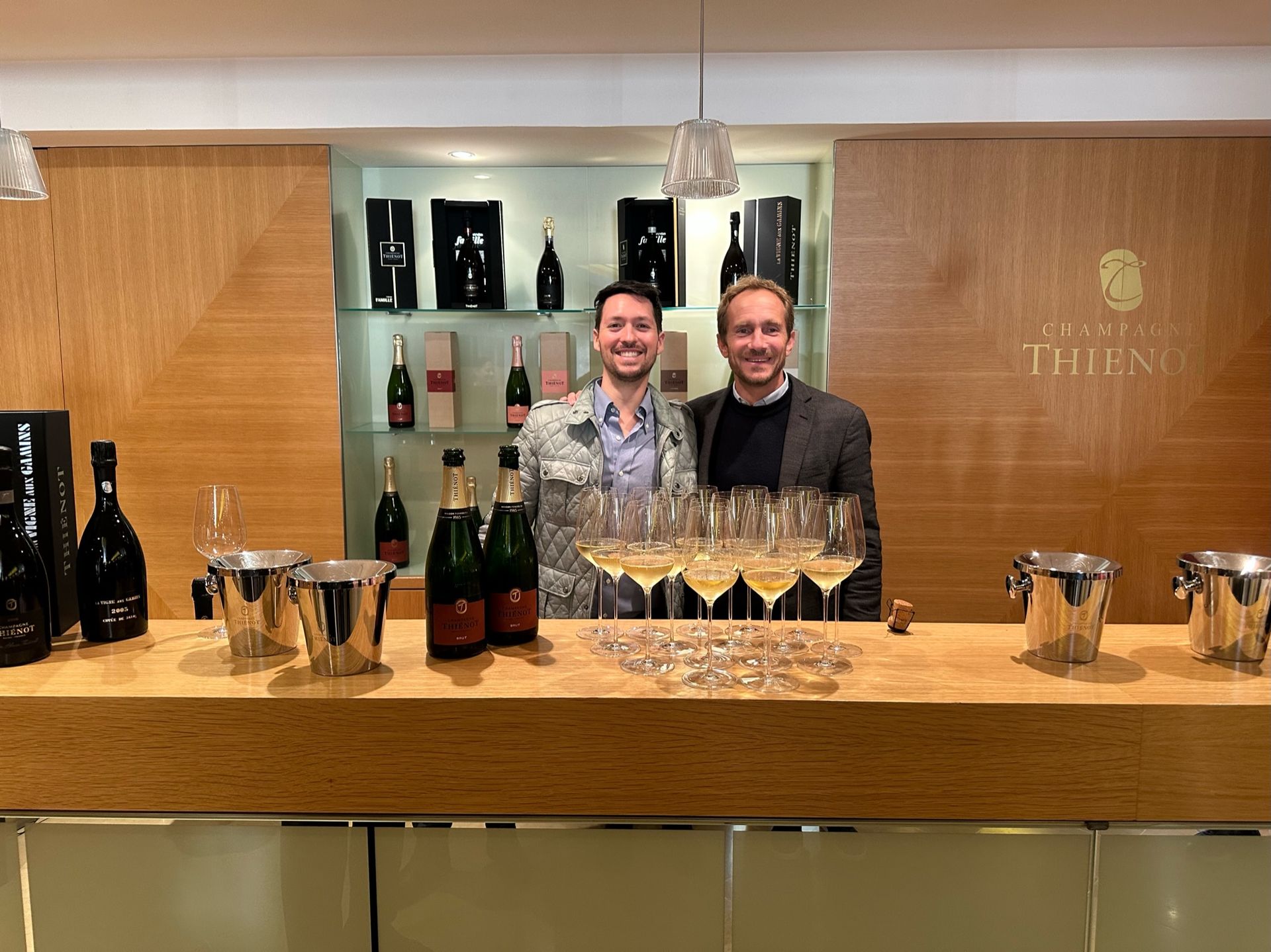 raymond james irwin at a champagne house hosting a tasting in champagne, france.