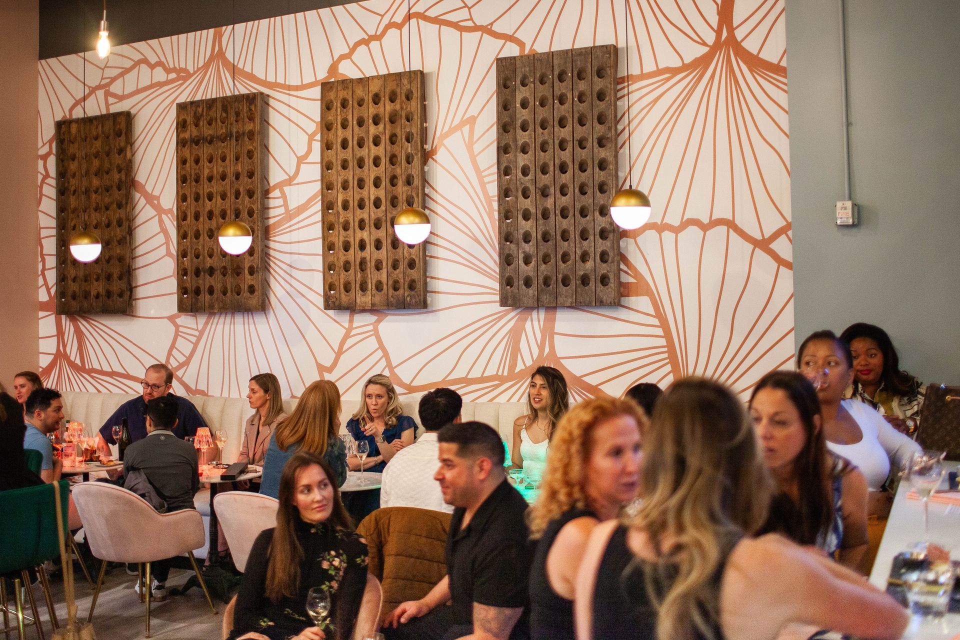 Guests sitting inside fizz walnut creek champagne and bubbles bar.