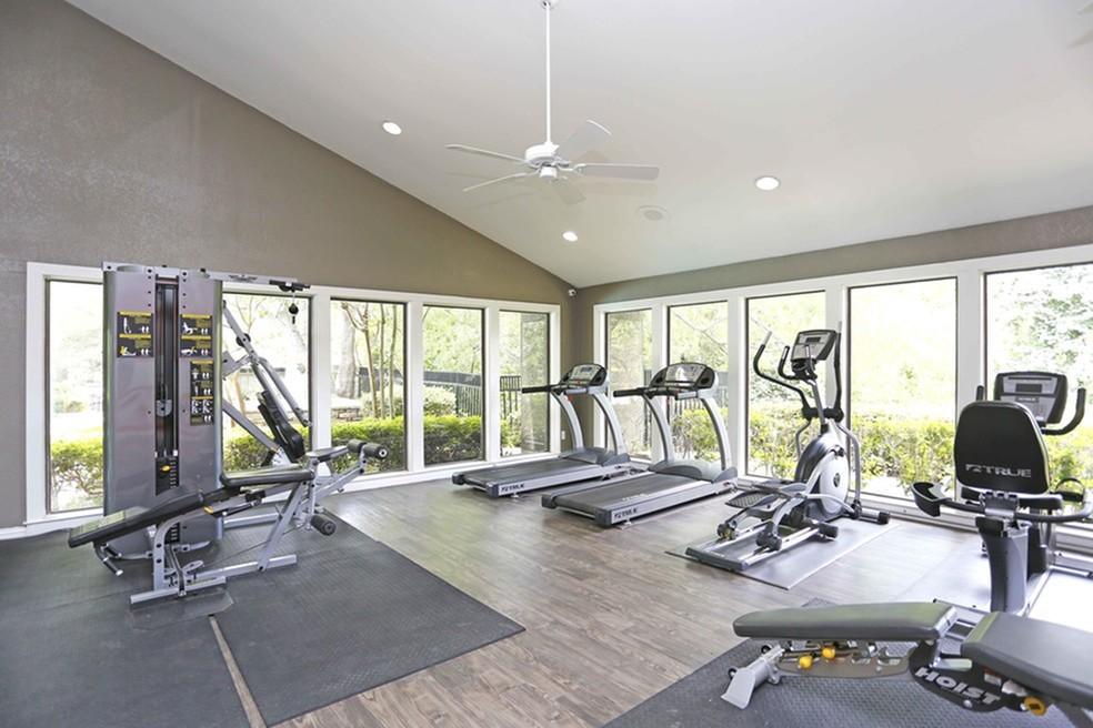 Fitness center at Summerwood Cove Apartments.