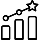 A line graph with a star on top of it.