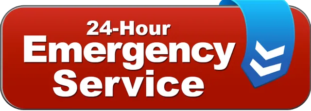 A red button that says 24 hour emergency service