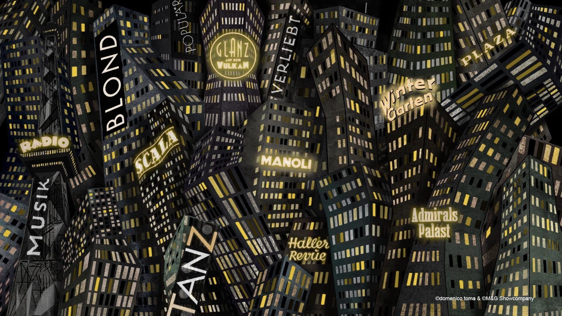 GLANZ AUF DEM VULKAN - Videoanimationen von Domenico Toma - Eine Show über die 20er Jahre an diversen Orten wie Berlin oder New York.