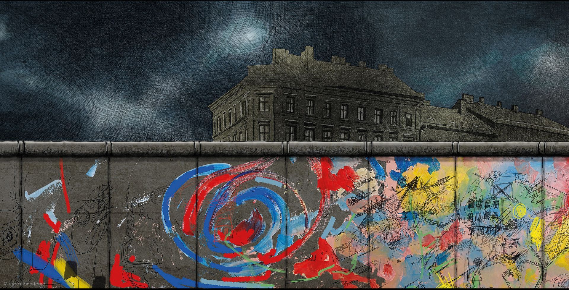 himmel-über-berlin, Les Ailes du désir d'Othman Louati, dessin ©Sebastiano Toma