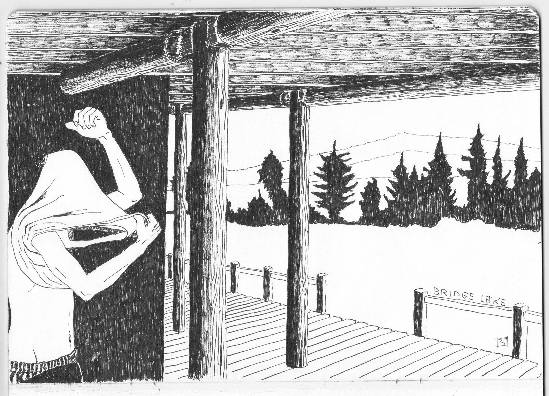 Sebastiano Toma sketches of Canada - Bridge Lake