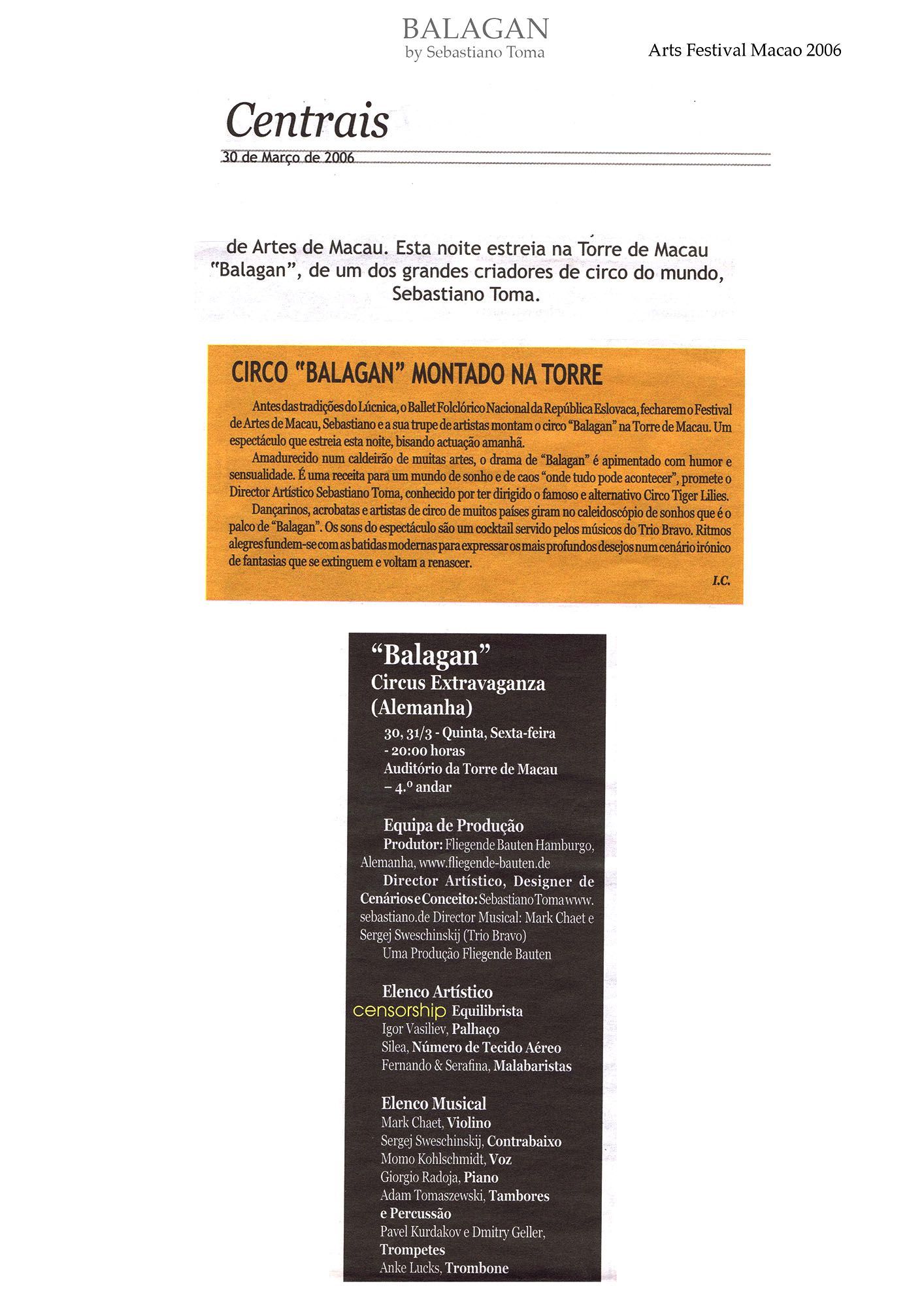 Sebastiano Toma, Balagan, Zeitgenössicher Zircus, Contemporary Circus