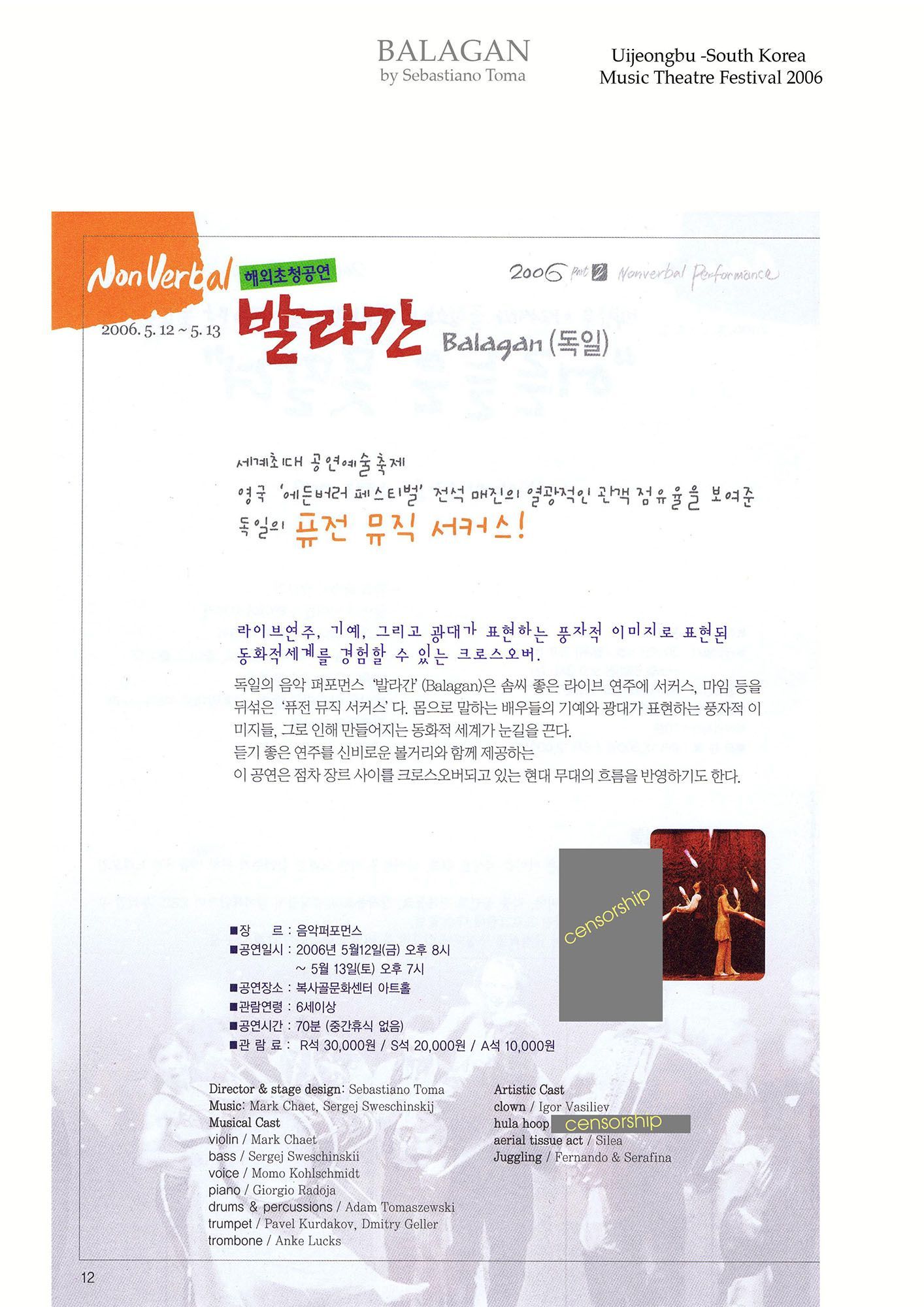 Sebastiano Toma, Balagan, Zeitgenössicher Zircus, Contemporary Circus