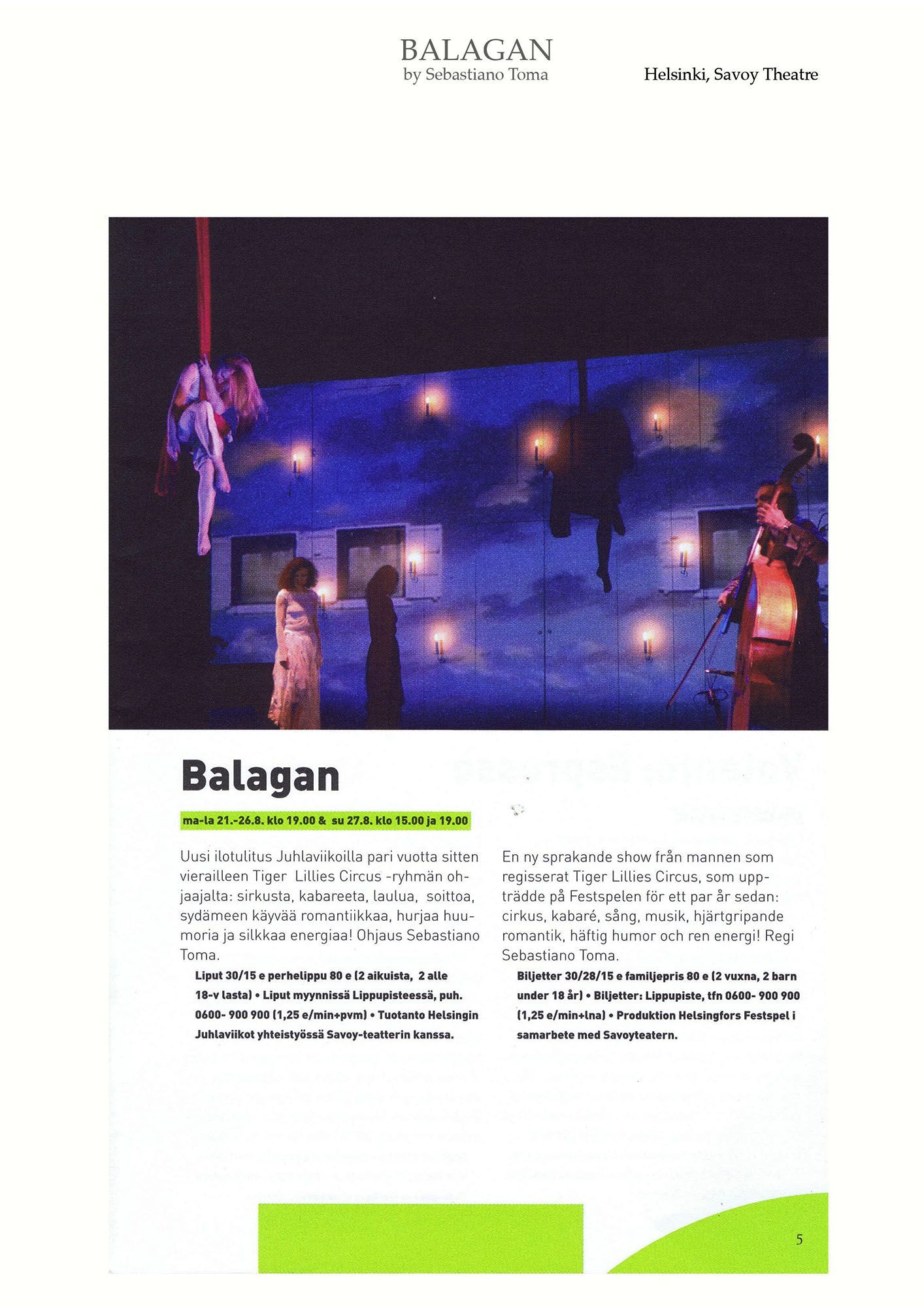 Sebastiano Toma, Balagan, Zeitgenössicher Zircus, Contemporary Circus