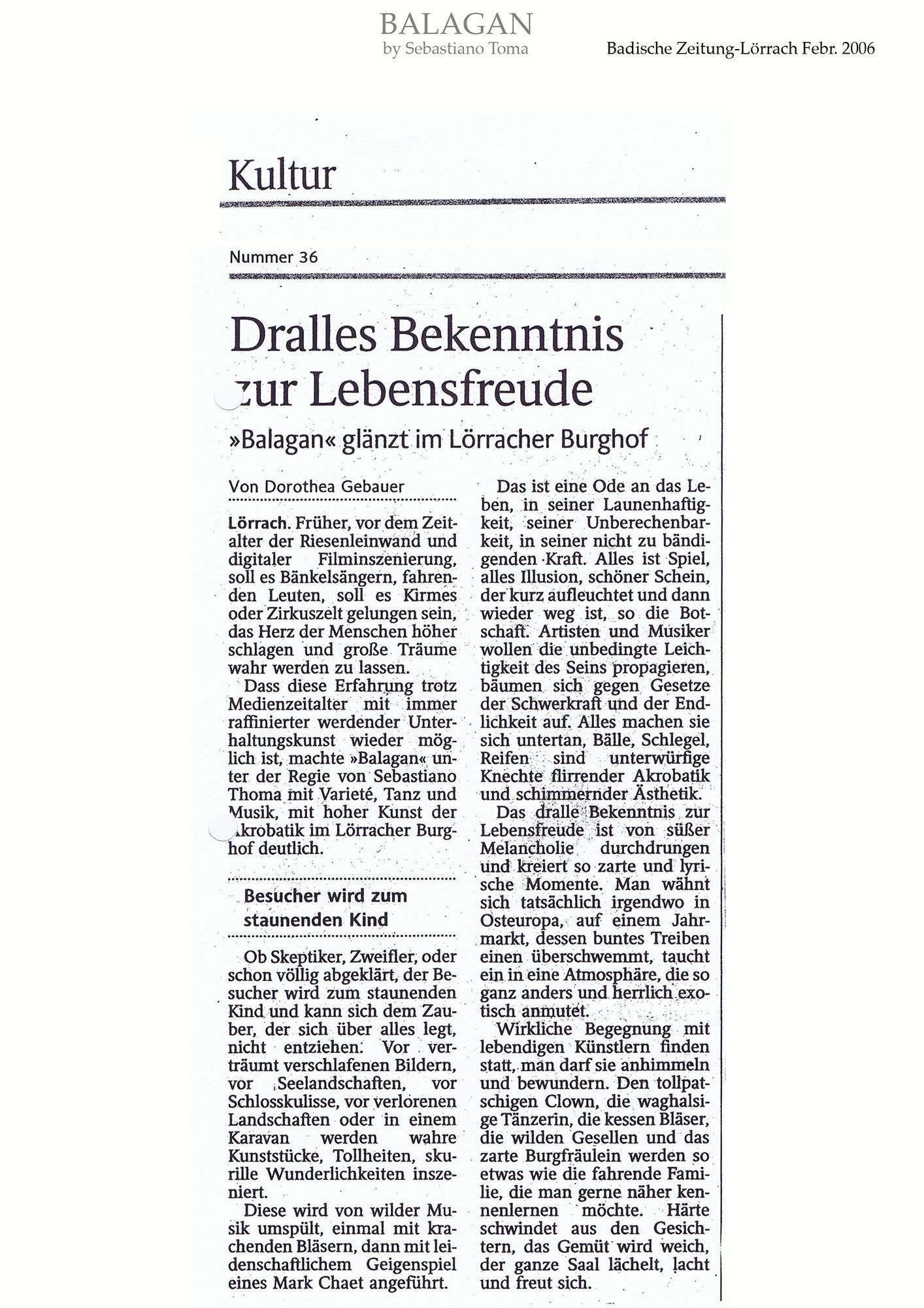 Sebastiano Toma, Balagan, Zeitgenössicher Zircus, Contemporary Circus