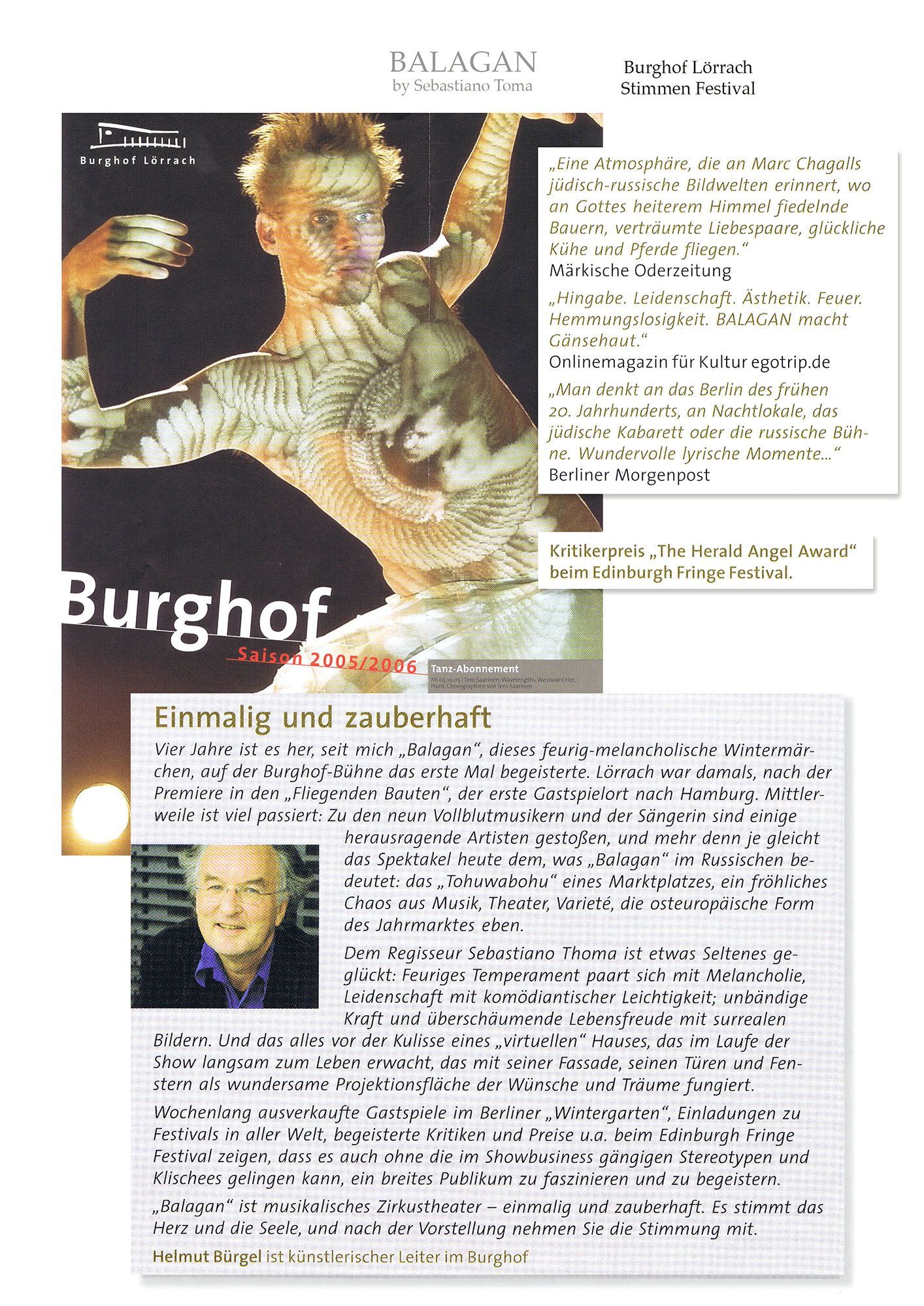 Sebastiano Toma, Balagan, Zeitgenössicher Zircus, Contemporary Circus