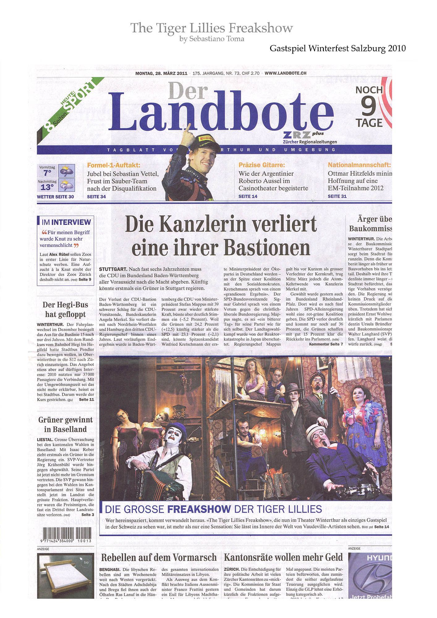 Sebastiano Toma, The Tiger Lillies Freakshow, Press review