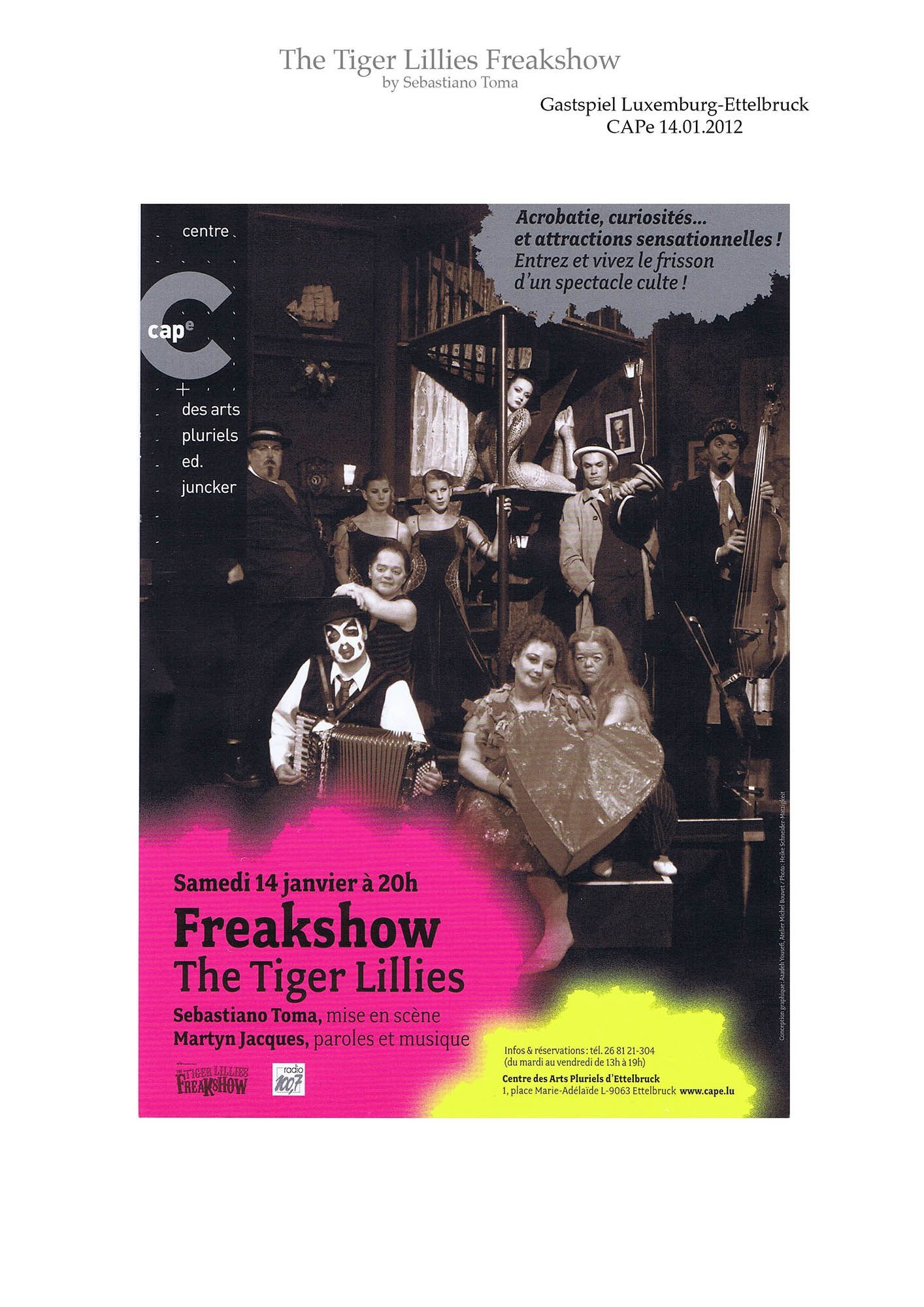 Sebastiano Toma, The Tiger Lillies Freakshow, Press review