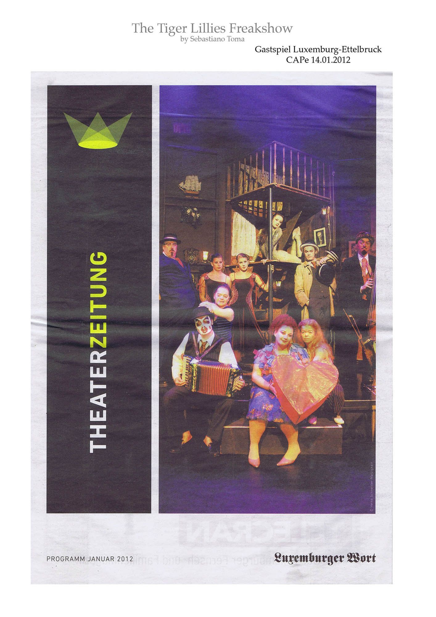 Sebastiano Toma, The Tiger Lillies Freakshow, Press review