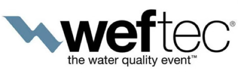 The Weftec logo on a dark blue background features a light blue 