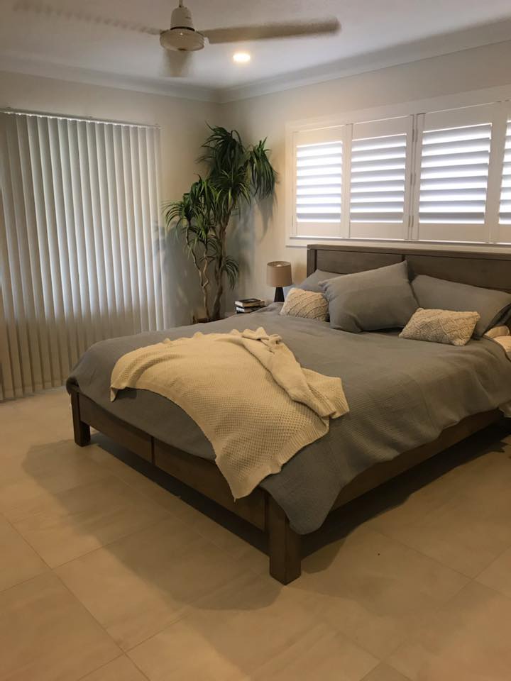 Bedroom With Blinds — Window Coverings in Currajong, QLD