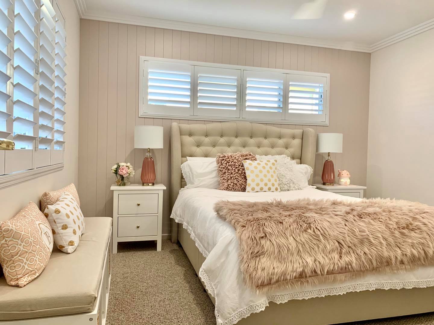Bedroom Shutters — Window Coverings in Currajong, QLD