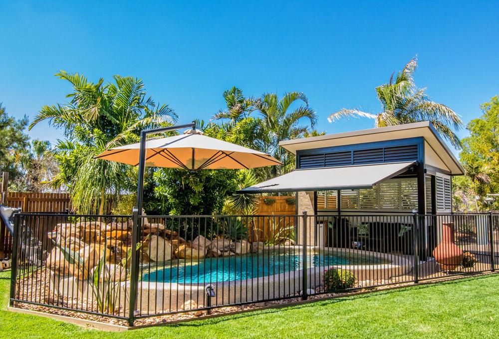 Swimming Pool Sunshade — Window Coverings in Currajong, QLD