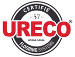 Logo URECO Flooring Systems : « URECO » rouge sur un cercle noir et gris, « CERTIFIE -57- FLOORS SYSTEMS » autour.