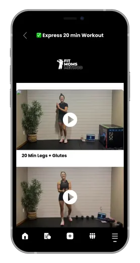 Mobile app interface showing a list of recipes with photos, titles, and nutritional information.