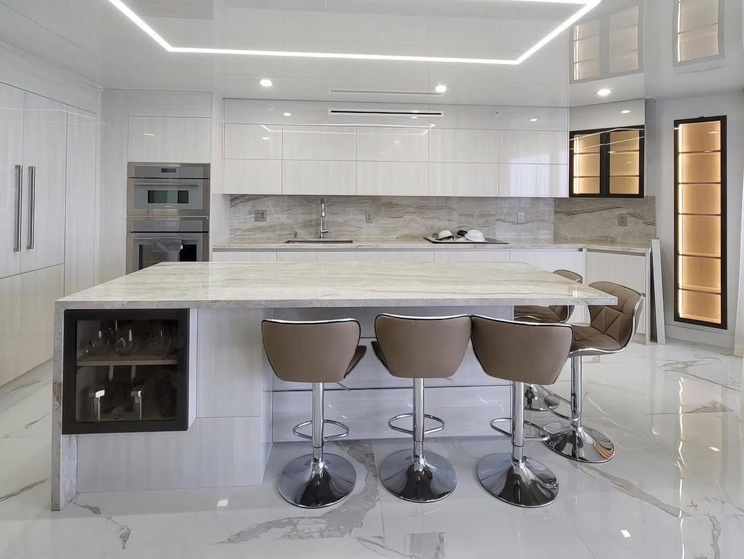 a modern kitchen in Siesta Key with out custom cabinetry installed