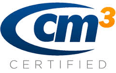 cm3 certified logo on a white background