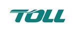 a blue and white logo for toll on a white background .