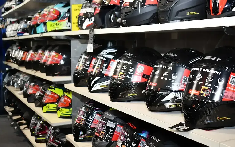 Motorbike helmets and riding gear at Ballarat City Motorcycles