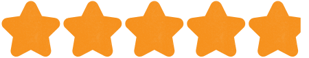 Five filled-in orange stars representing a five-star rating.