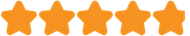 Five filled-in orange stars representing a five-star rating.