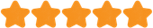Five orange, five-pointed star shapes in a horizontal row, representing a five-star rating.