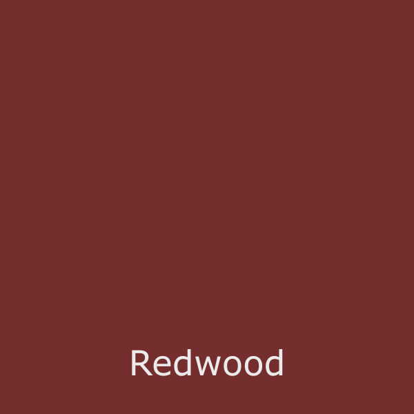 A solid square of redwood color with the word