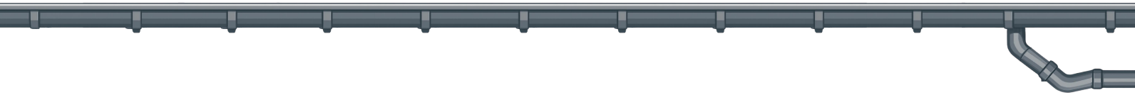A long, horizontal grey pipe with evenly spaced vertical connectors and one angled branch on the right side.