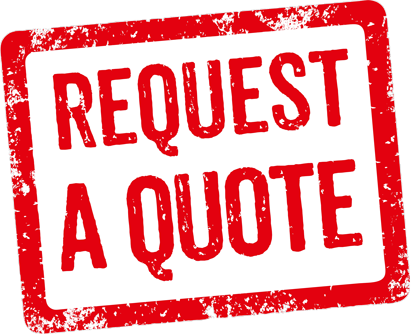 a red and white stamp that says request a quote