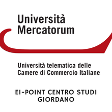 Un logo per l'università mercatorum con una s rossa su sfondo bianco