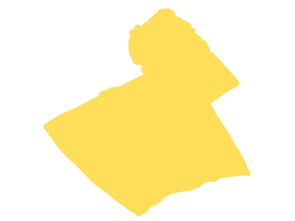 A yellow silhouette of a piece of paper on a white background.