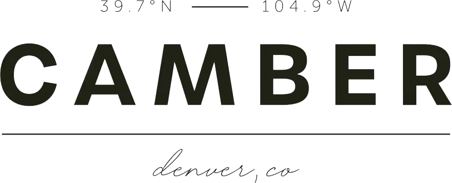 CAMBER logo with coordinates and “Denver, CO” on a white background