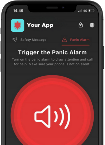 A phone with a panic alarm app on it