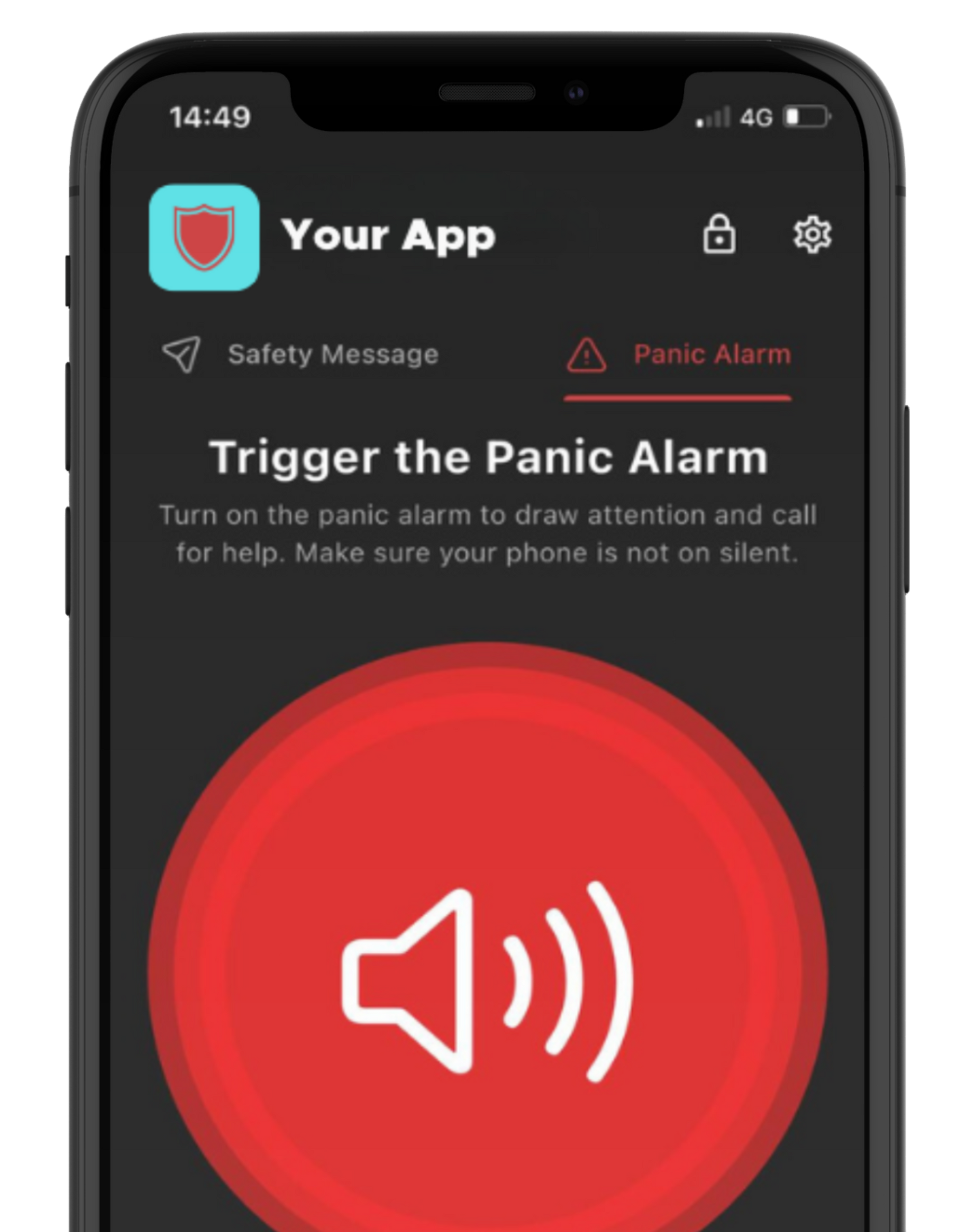 A phone with a panic alarm app on it