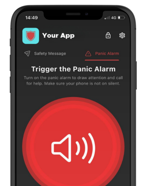 A phone with a panic alarm app on it