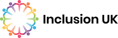 The logo for inclusion uk shows a group of people holding hands