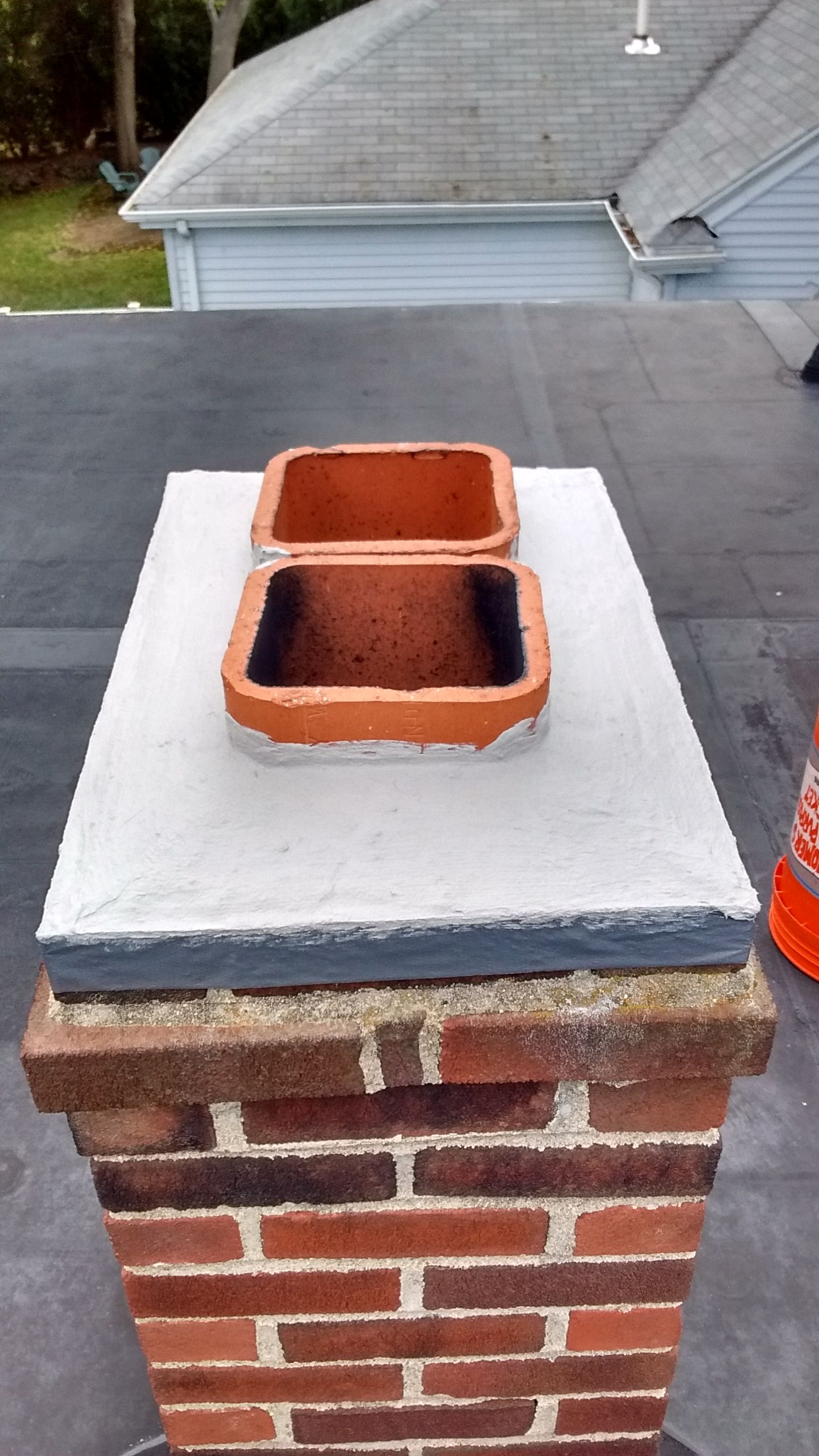 After repairing the surrounding of chimney