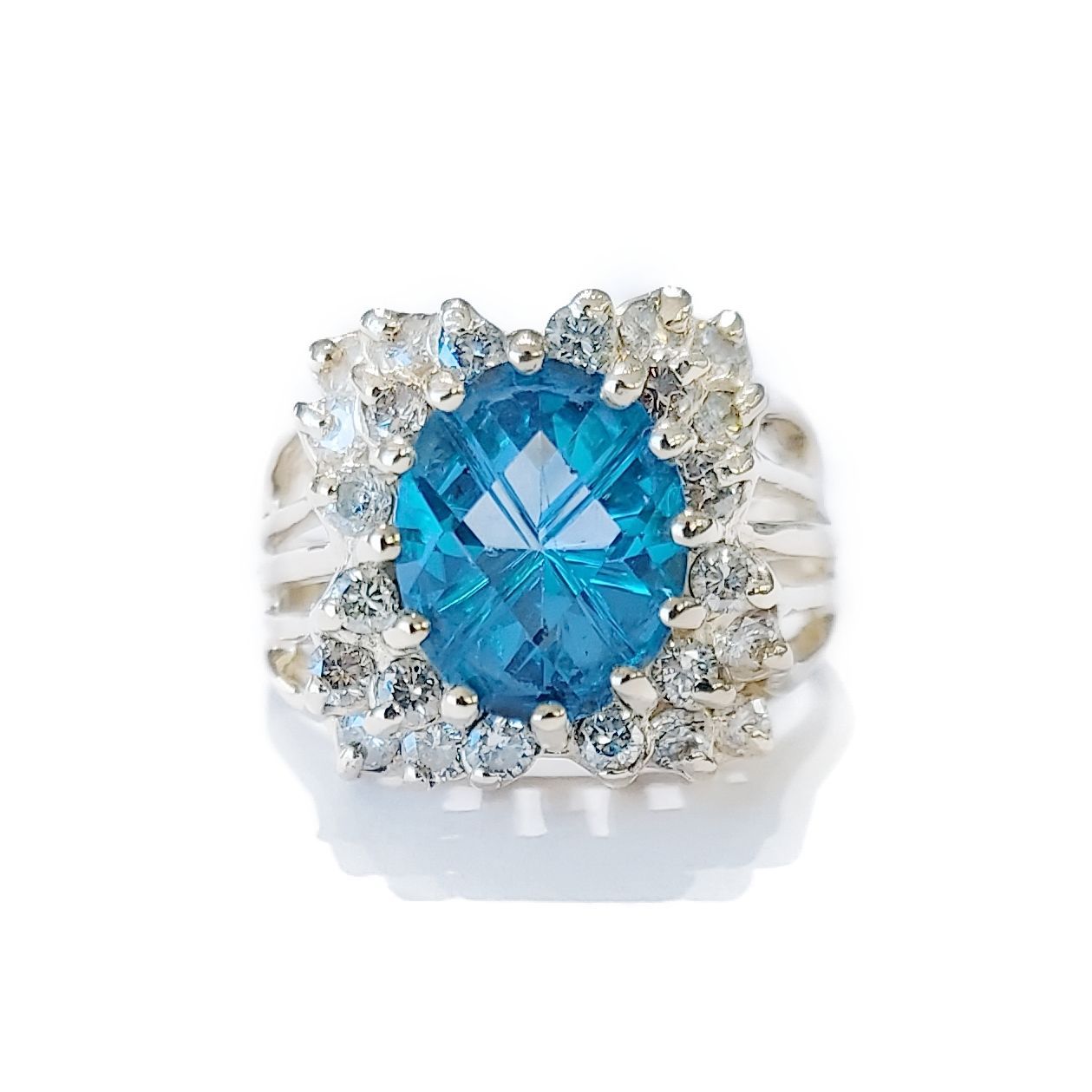 Blue Topaz Diamond Ring