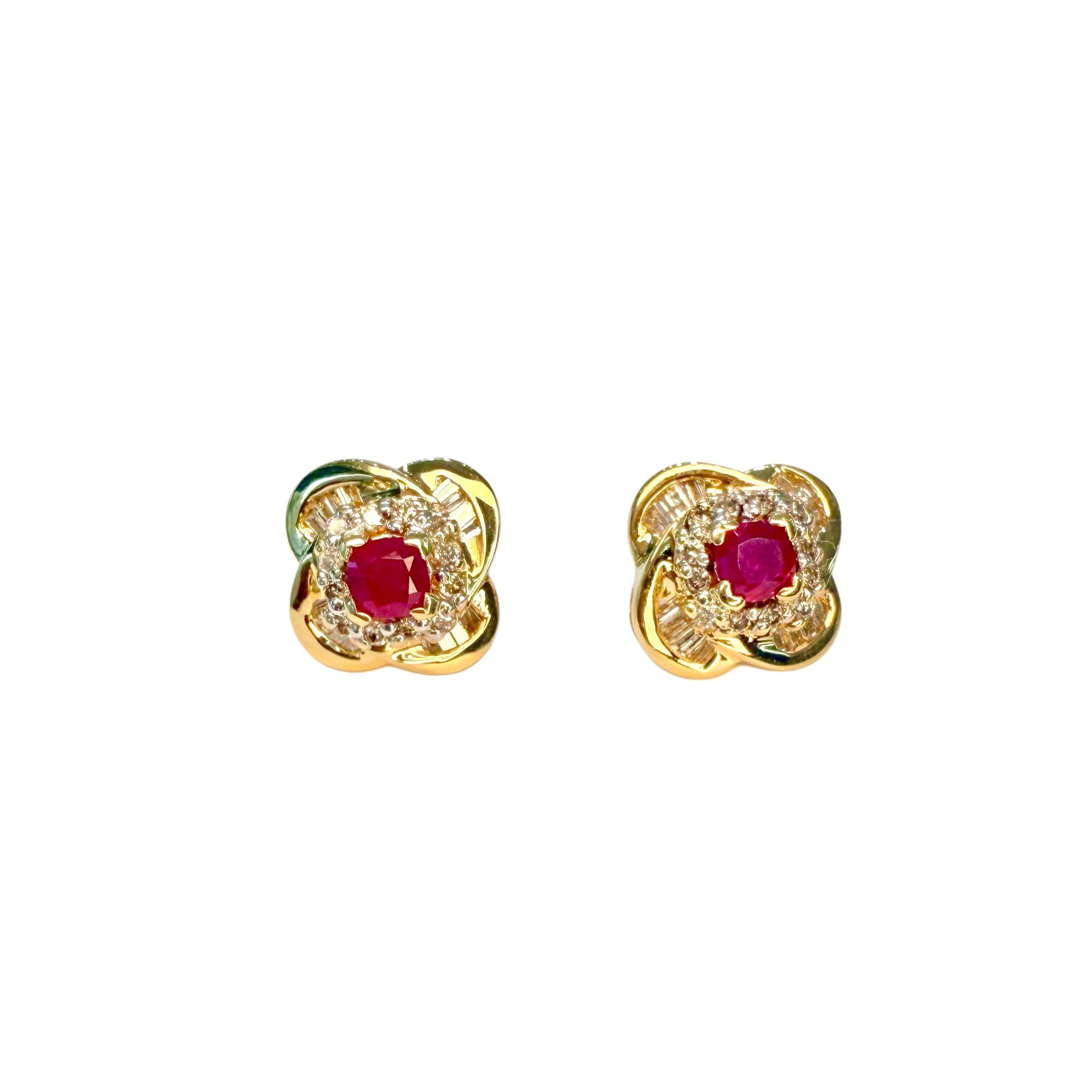 Ruby and Diamond Stud Earrings