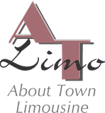 Logo for About Town Limousine with stylized 