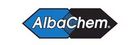 AlbaChem logo: blue and black overlapping diamond shapes, white text.