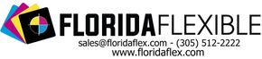 Logo of Florida Flexible: Text with email and phone number, with a color swatch graphic.