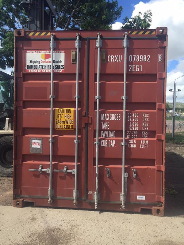 A Red Shipping Container Has A Sticker That Says Mastercard On It — Dawson Moving & Storage NQ in Townsville, QLD